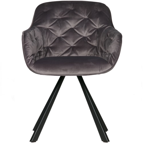 Canapés et fauteuils Fauteuils | Fauteuil de table en velours gris anthracite - TJ06685