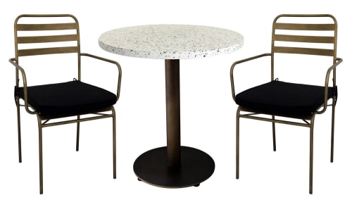 Jardin Ensemble table et chaises de jardin | Ensemble repas bronze granito - JN06510