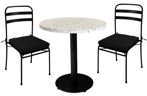 Jardin Ensemble table et chaises de jardin | Ensemble repas noir granito - QF69236