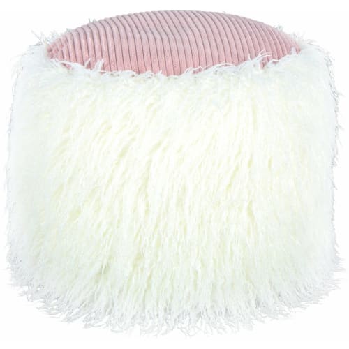 Canapés et fauteuils Poufs | Pouf fourrure blanc et rose h38cm - RL68790