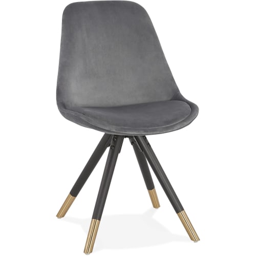 Meubles Chaises | Chaise design scandinave velours rembourrée gris - WM45072