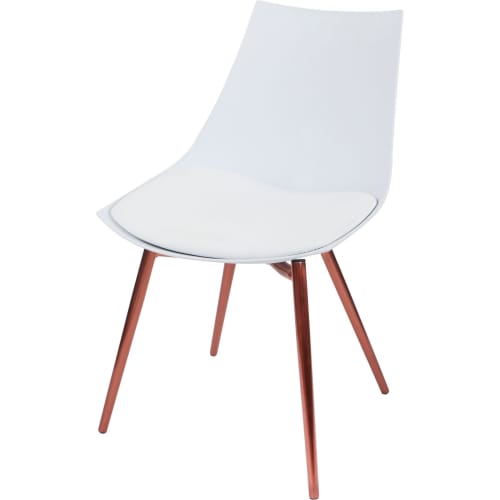 Meubles Chaises | Chaise design imitation cuir blanc pieds cuivré (lot de 4) - UG57758