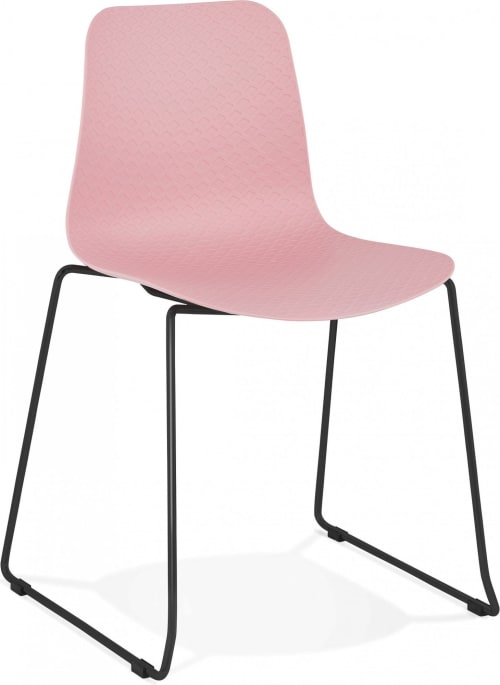 Meubles Chaises | Chaise de table design assise couleur rose pietement noir - MD40129