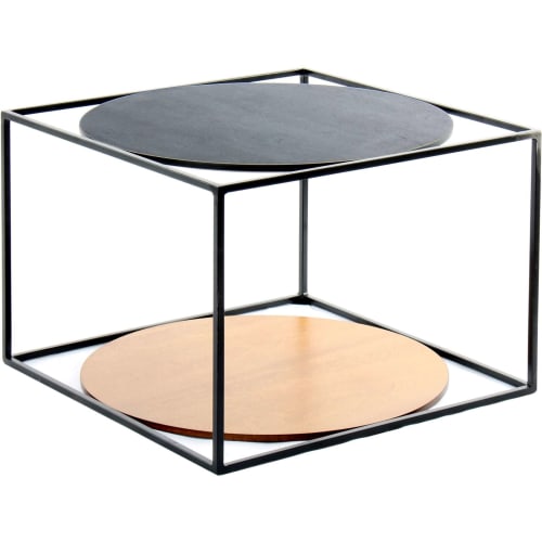 Meubles Tables basses | Table basse rectangulaire plateau bois noir l50cm - XJ39660