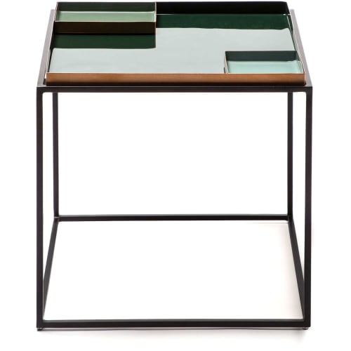 Meubles Tables basses | Table d’appoint carré couleur vert l40cm - VY57954