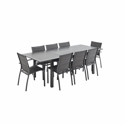 Jardin Ensemble table et chaises de jardin | Salon de jardin en aluminium 8 places anthracite/gris - CQ81187