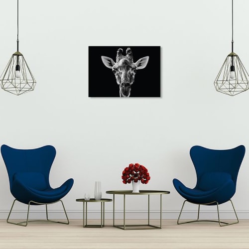 Déco Toiles et tableaux | Tableau métal girafe noir et blanc 32x45 - GI52334