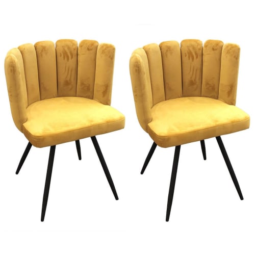 Meubles Chaises | Lot  de 2 chaises velours jaune - FH78266