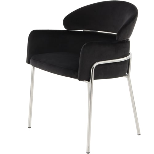 Canapés et fauteuils Fauteuils | Fauteuil rembourré couleur noir pieds argentés - VC77461
