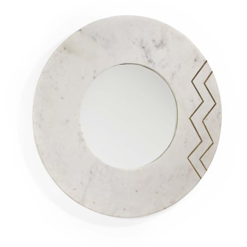 Déco Miroirs | Miroir rond en marbre blanc d69 - LI06518