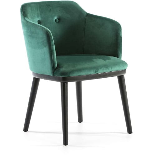 Canapés et fauteuils Fauteuils | Fauteuil design rembourré couleur assise vert pieds noir - TH76991