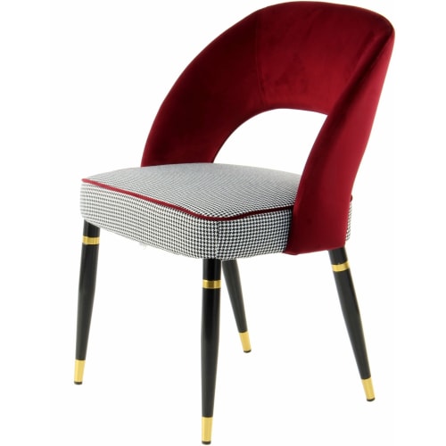Canapés et fauteuils Fauteuils | Fauteuil vintage rembourré tissu velours rouge (lot de 2) - RA42783