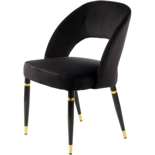 Canapés et fauteuils Fauteuils | Fauteuil vintage rembourré tissu velours noir (lot de 2) - KU39561