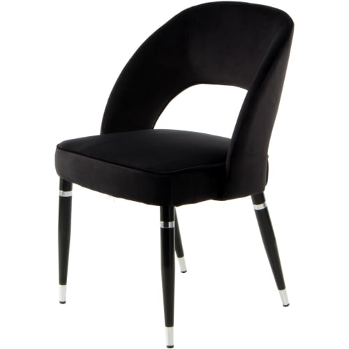 Canapés et fauteuils Fauteuils | Fauteuil vintage rembourré tissu velours noir (lot de 2) - QX51974