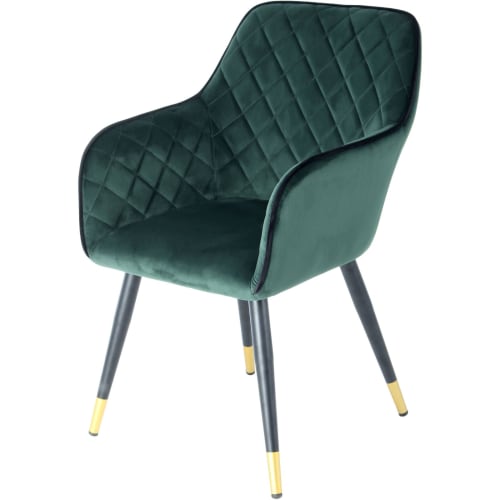 Canapés et fauteuils Fauteuils | Fauteuil design rembourrée velours vert pieds noir et doré - QQ36582