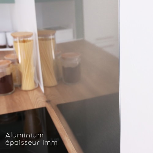 Paraschizzi cucina in alluminio, set di 2 : L100xH20 cm - Grigio ALU BROSSE