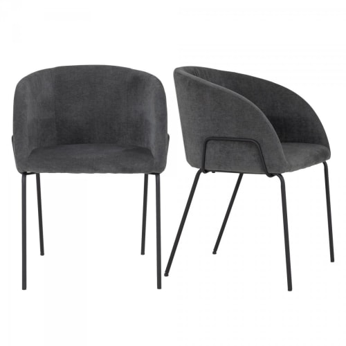 Meubles Chaises | Lot de 2 chaises rembourées avec accoudoirs gris - XJ04704