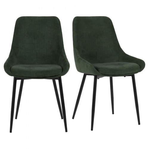 Meubles Chaises | Lot de 2 chaises design velours côtelé vert foncé - IO70938