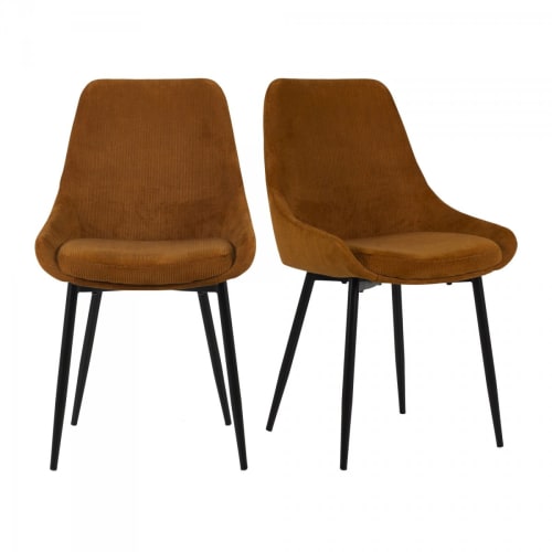 Meubles Chaises | Lot de 2 chaises design velours côtelé orange - AR61618