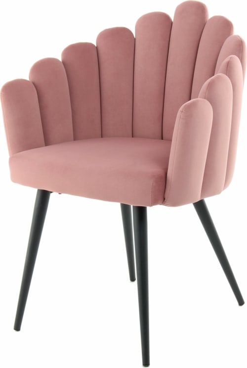 Canapés et fauteuils Fauteuils | Fauteuil design rétro rembourré en velours rose - PY44867