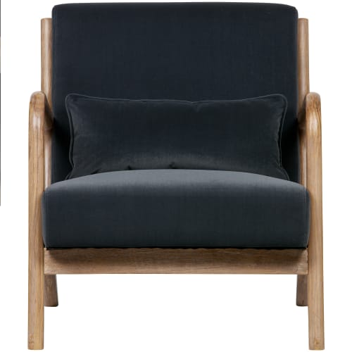 Canapés et fauteuils Fauteuils | Fauteuil de salon en velours, chaise anthracite - JO60699