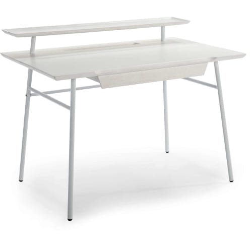 Meubles Bureaux et meubles secrétaires | Bureau tradition en bois 1 tiroir et rangement blanc - RS75155