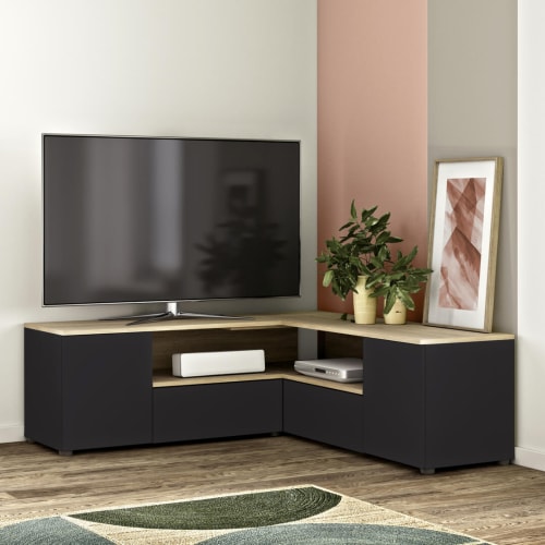 Mobile TV effetto legno nero e quercia naturale ANGLE