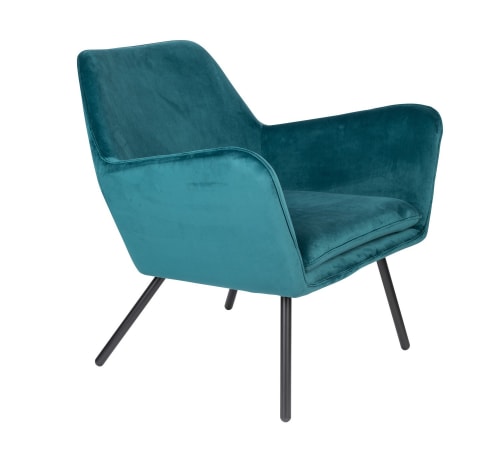Canapés et fauteuils Fauteuils | Fauteuil de salon confortable en velours bleu - FL11097