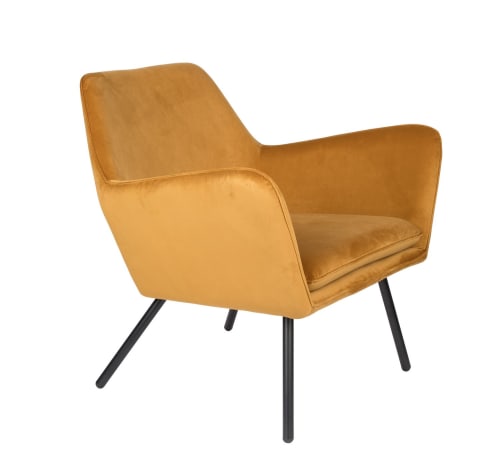 Canapés et fauteuils Fauteuils | Fauteuil de salon confortable en velours jaune or - LK34905