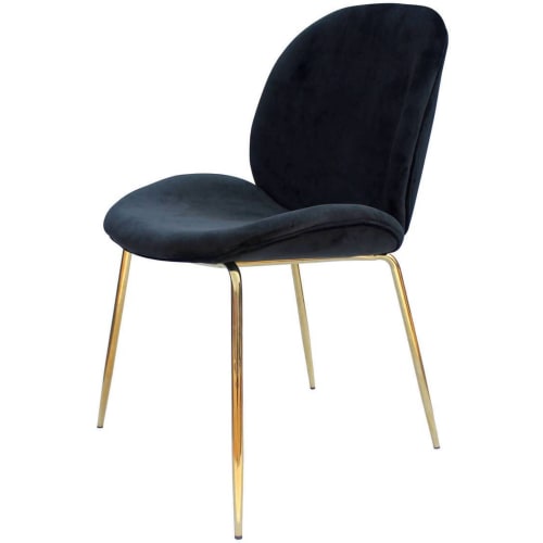 Meubles Chaises | Chaise rembourrée assise noir pieds doré (lot de 2) - XC17550