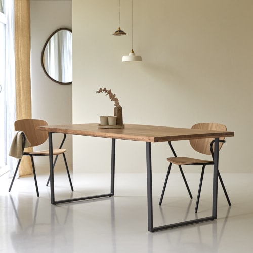 Meubles Tables à manger | Table en acacia massif et métal 4/6 pers. - PV59937