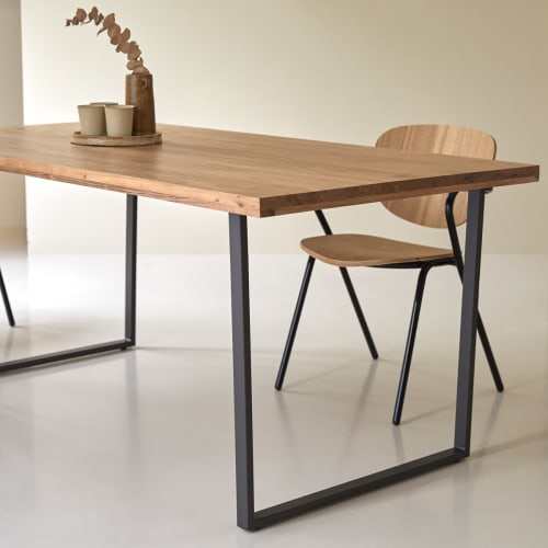 Meubles Tables à manger | Table en acacia massif et métal 4/6 pers. - PV59937