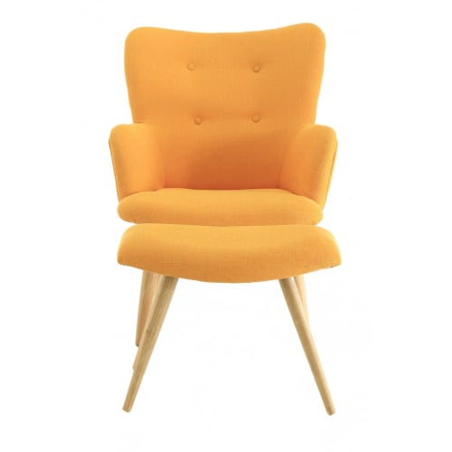 Canapés et fauteuils Fauteuils | Fauteuil vintage tissu et reposepieds  jaune - CQ21034
