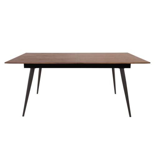 Meubles Tables à manger | Table extensible noyer plaqué 180 cm + allonge intégrée - DK26367
