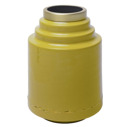 Déco Vases | Vase en fer émaillé jaune - HR75026