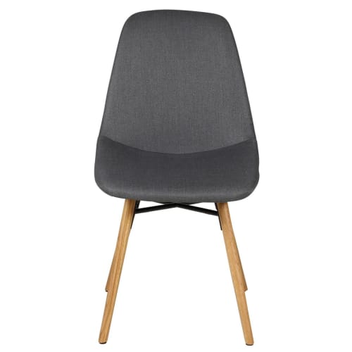 Meubles Chaises | Chaise de repas en tissu gris foncé et pieds chêne - BK94165