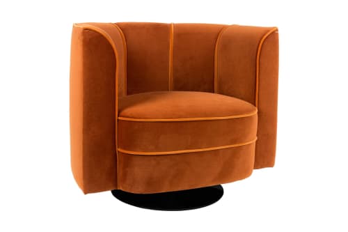Canapés et fauteuils Fauteuils | Fauteuil lounge en velours orange - ZH24101