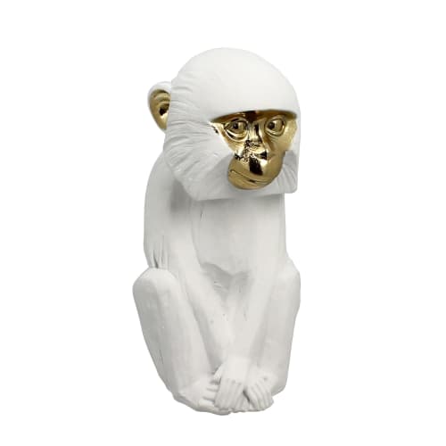 Déco Bustes et statues | Figurine singe en résine blanc et doré H25 - ZX72858