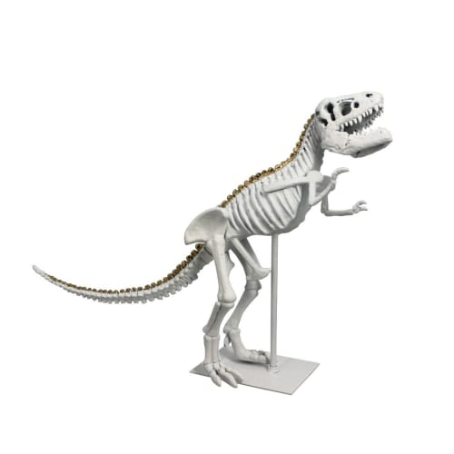 Déco Bustes et statues | Dinosaure décoratif en résine blanche pied en métal blanc - PW63293