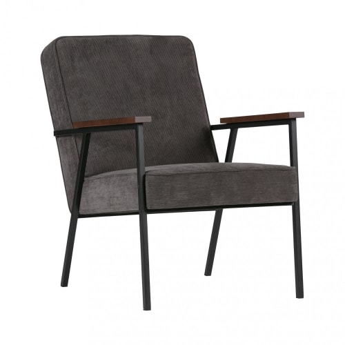 Canapés et fauteuils Fauteuils | Fauteuil design scandinave accoudoirs bois gris anthracite - CE60830