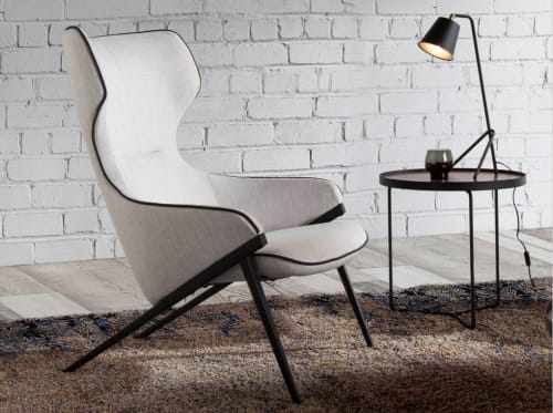 Canapés et fauteuils Fauteuils | Fauteuil tapissé en tissu gris et structure des pieds en acier noir - SL88324