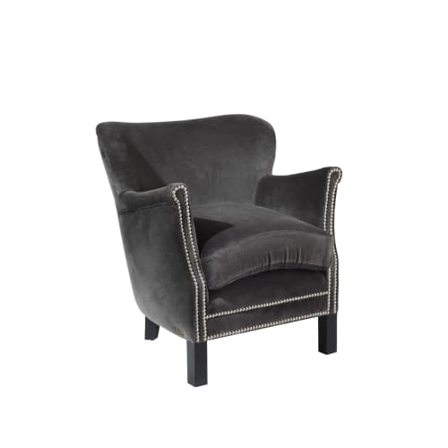 Canapés et fauteuils Fauteuils | Fauteuil en velours gris rhino - LU50112