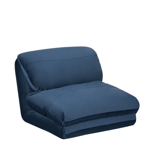 Canapés et fauteuils Fauteuils | Chauffeuse convertible 1 place velours bleu marine - MQ52172