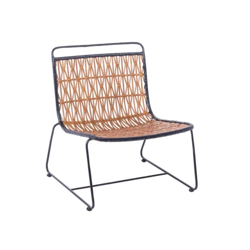 Canapés et fauteuils Fauteuils | Fauteuil lounge en rotin avec croisillons miel et noir - EG49888
