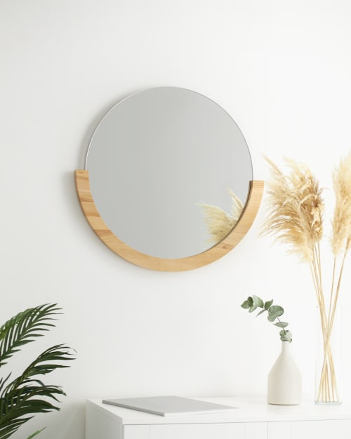 Déco Miroirs | Miroir mural en bois naturel, dia. 53cm - HF86953