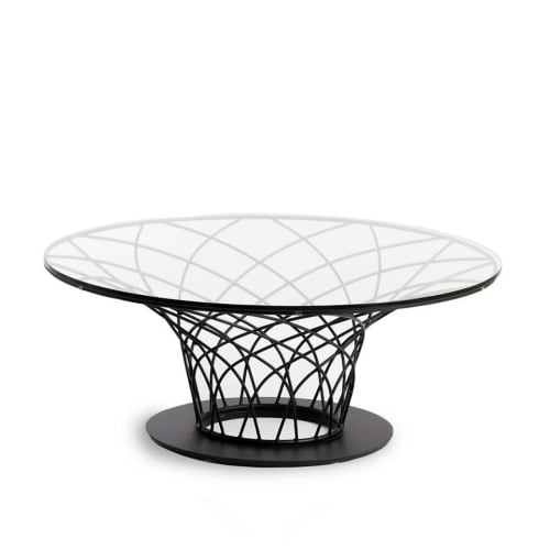 Meubles Tables basses | Table basse en verre trempé et acier noir - UI69193