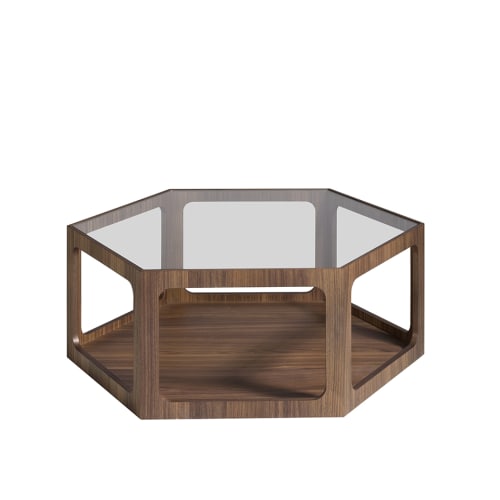 TecTake Table basse industrielle table de salon à 2 niveaux table d'appoint hexagonale 