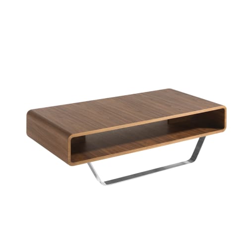 Meubles Tables basses | Table basse en bois plaqué noyer sur pieds en acier inoxydable - WW73263
