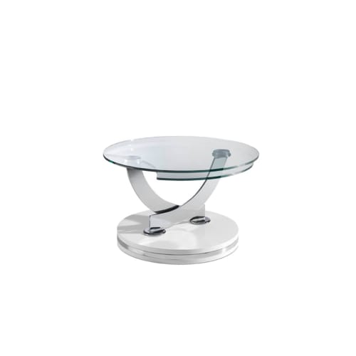 Meubles Tables basses | Table basse amovible en MDF laqué en Blanc Brillant et acier - KT89354