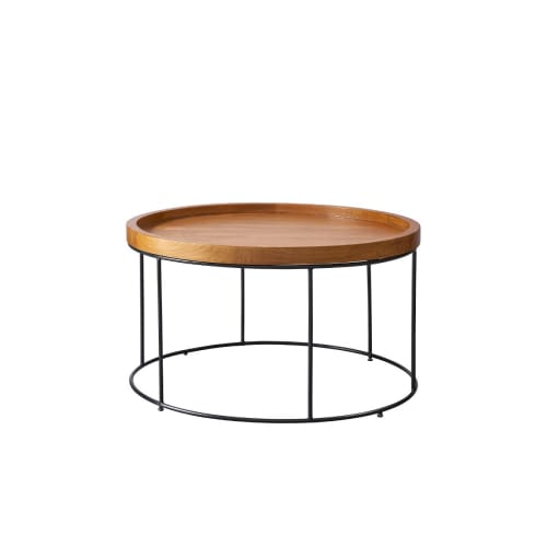 Meubles Tables basses | Table basse ronde en teck et métal - HC02694